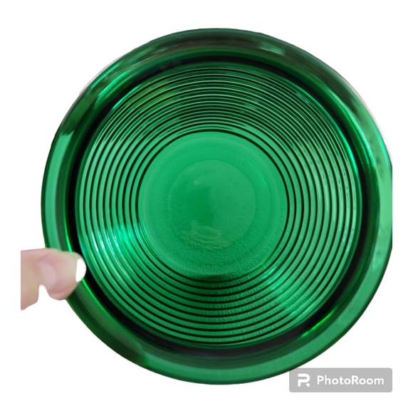 Home National Potteries green depression glass ribbed jar humidor approx c1930s - Picture 2 of 5